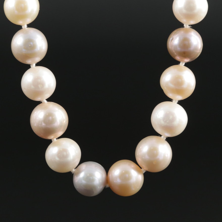 Cultured Pearl Strand Necklace with 14K Clasp