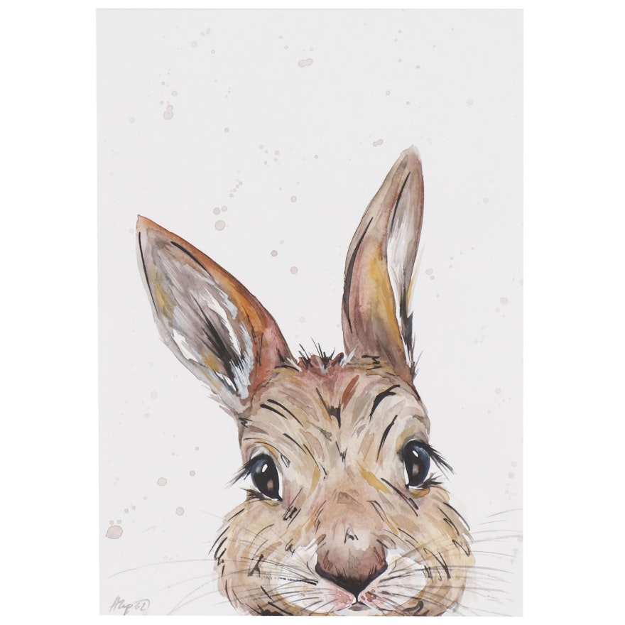 Anne Gorywine Watercolor Painting of Rabbit