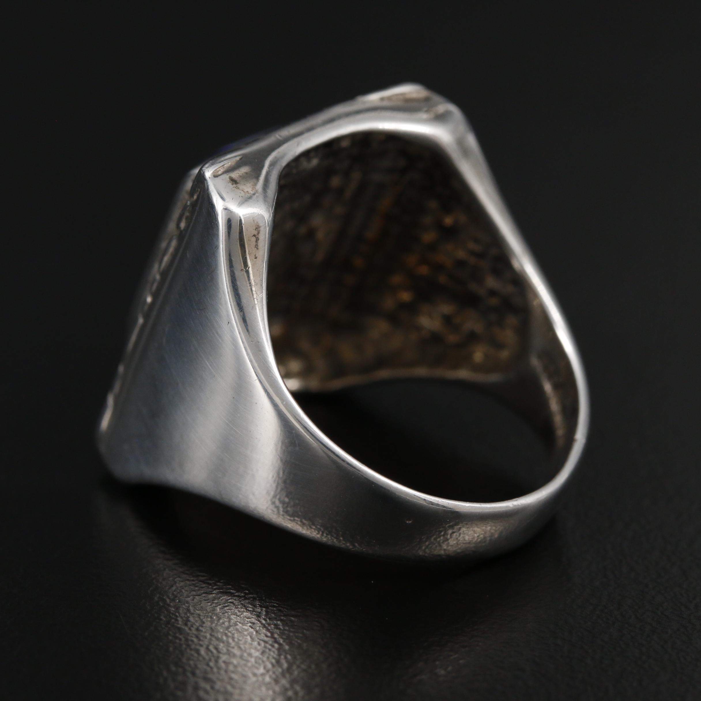 Ted Ott Southwestern Style Sterling Inlaid Gemstone Ring