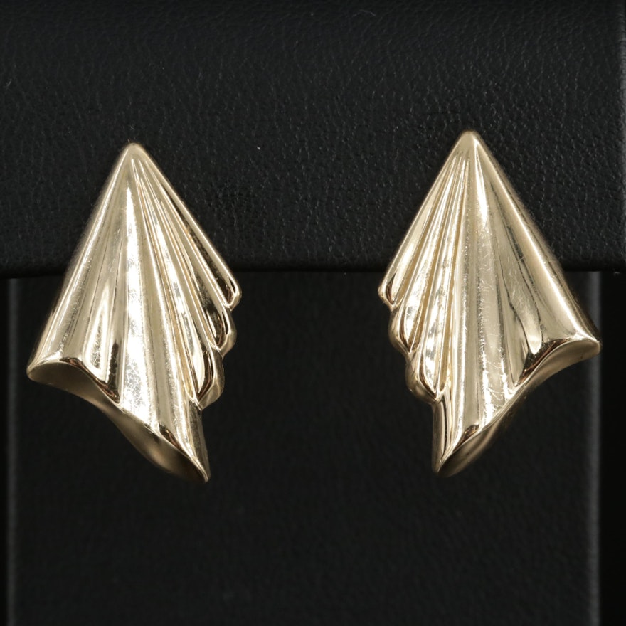 14K Yellow Gold Fluted Earrings