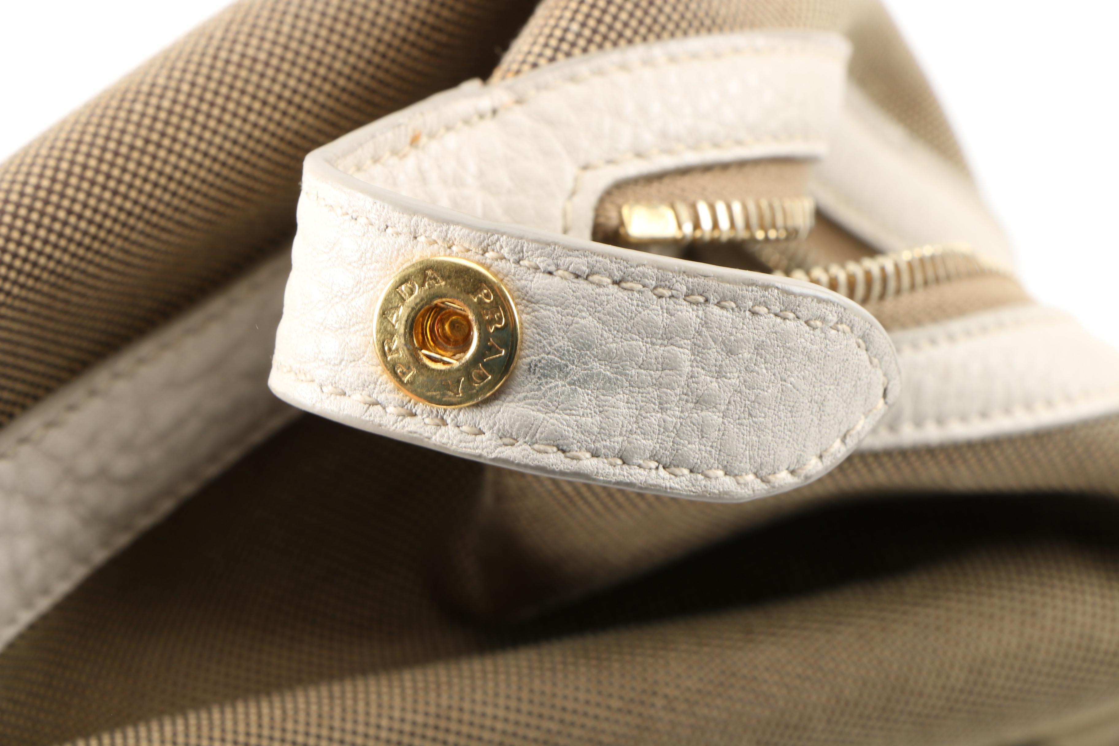 Prada Canapa Canvas Satchel with Vitello Daino Leather Trim