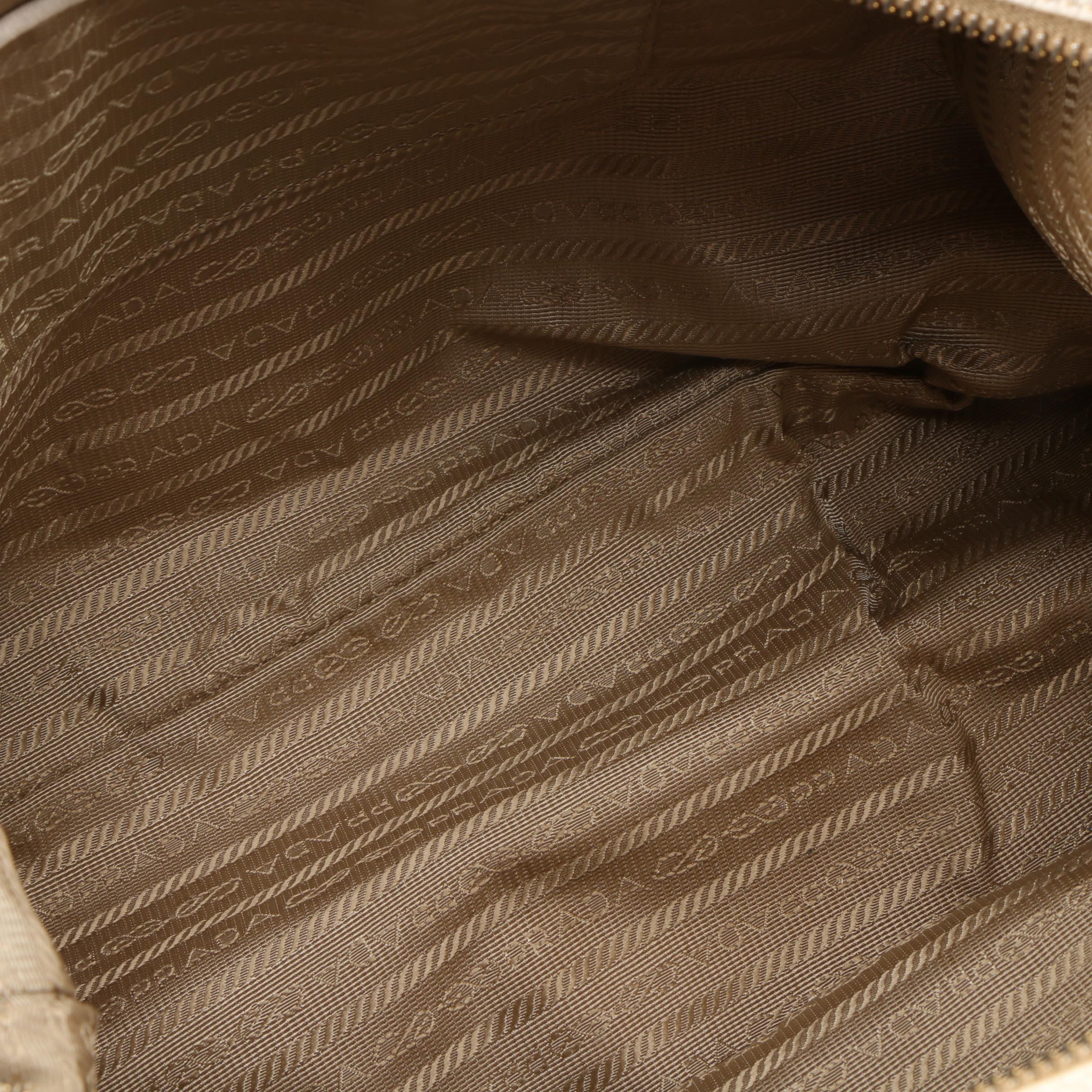 Prada Canapa Canvas Satchel with Vitello Daino Leather Trim