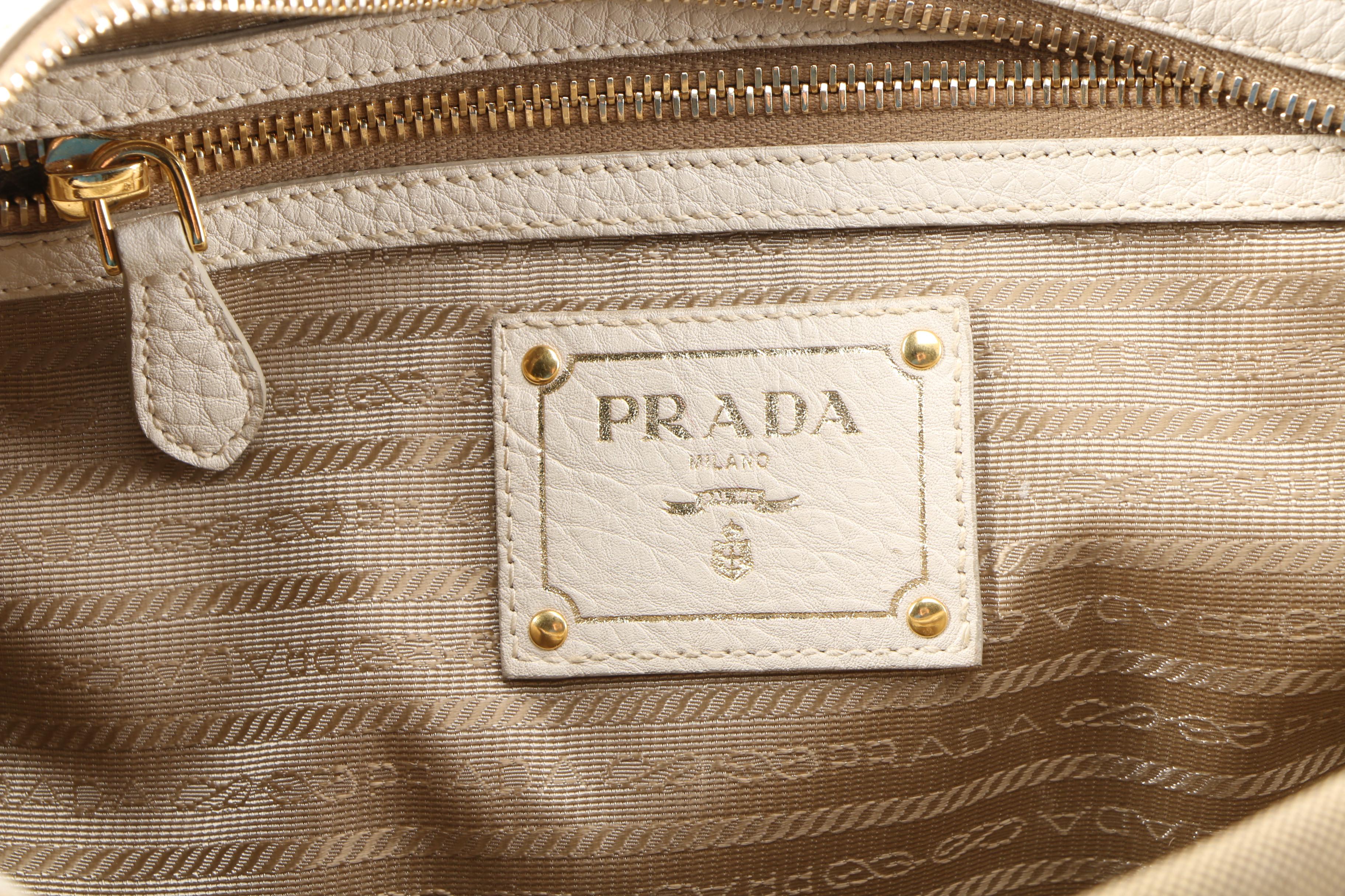 Prada Canapa Canvas Satchel with Vitello Daino Leather Trim