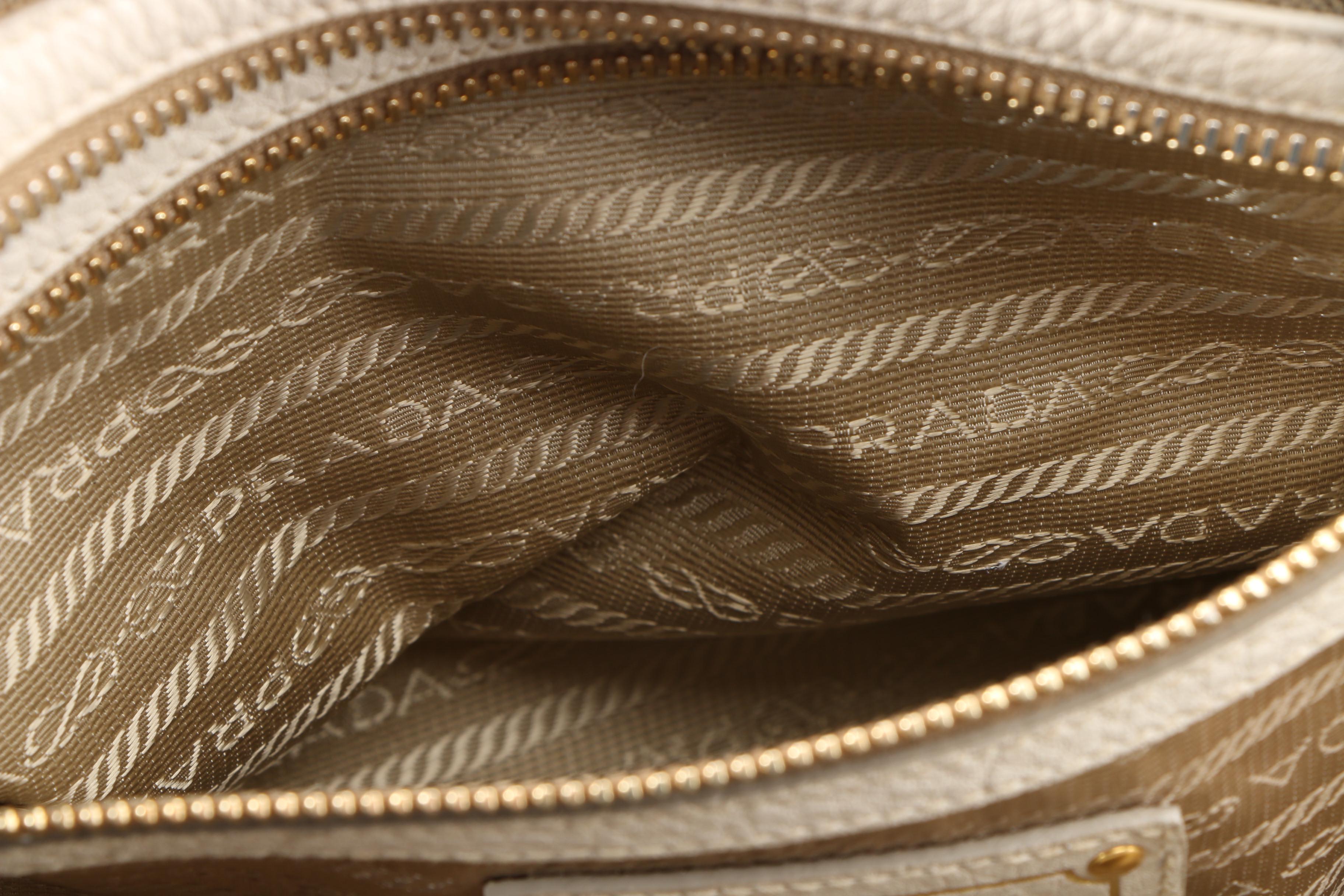 Prada Canapa Canvas Satchel with Vitello Daino Leather Trim