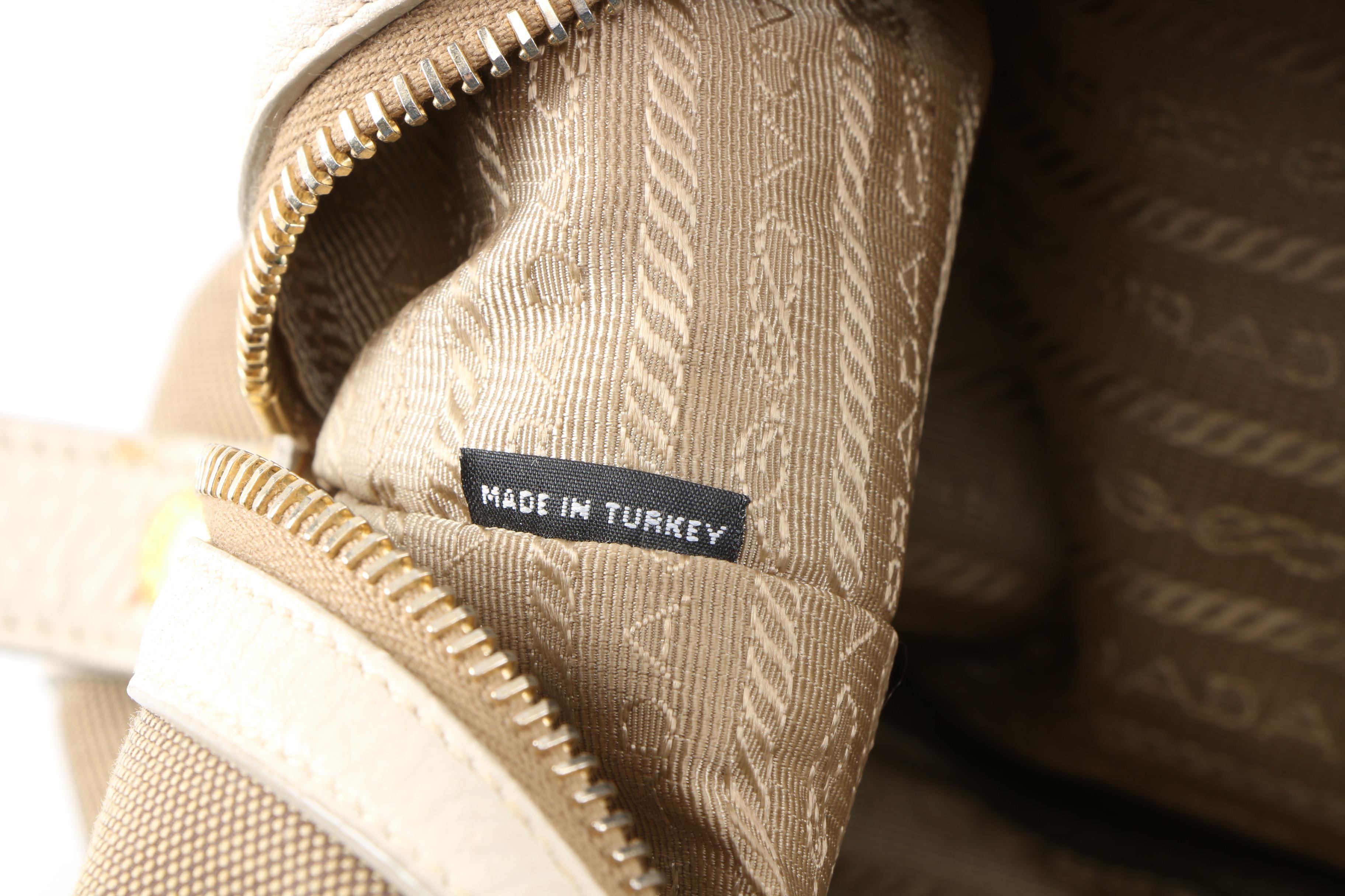 Prada Canapa Canvas Satchel with Vitello Daino Leather Trim