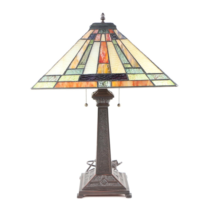 Mission Style Stained Glass Table Lamp