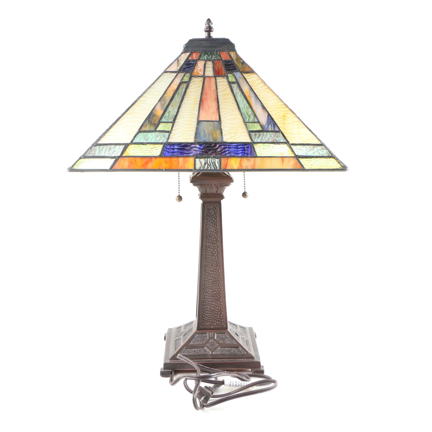 Mission Style Stained Glass Table Lamp
