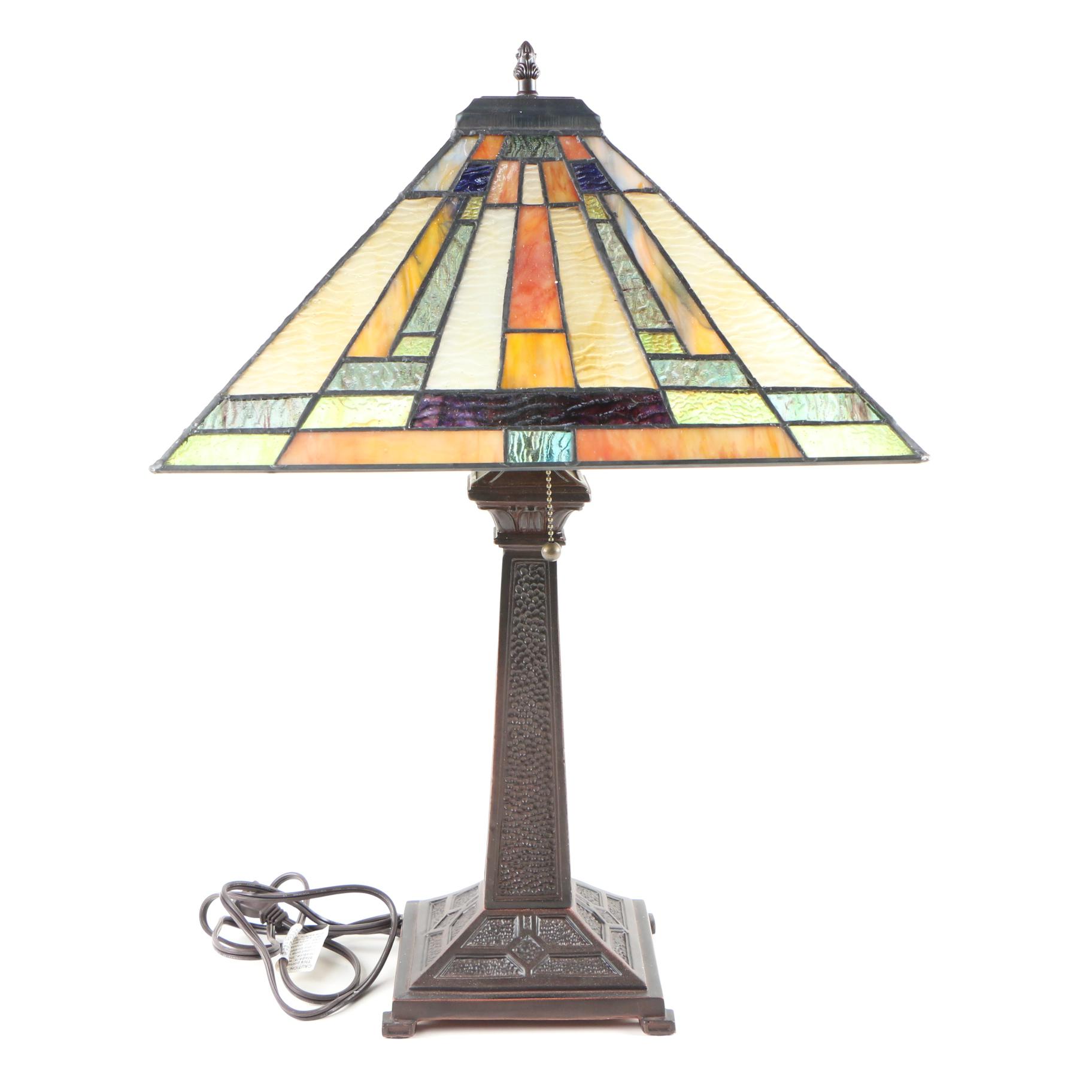 Mission Style Stained Glass Table Lamp