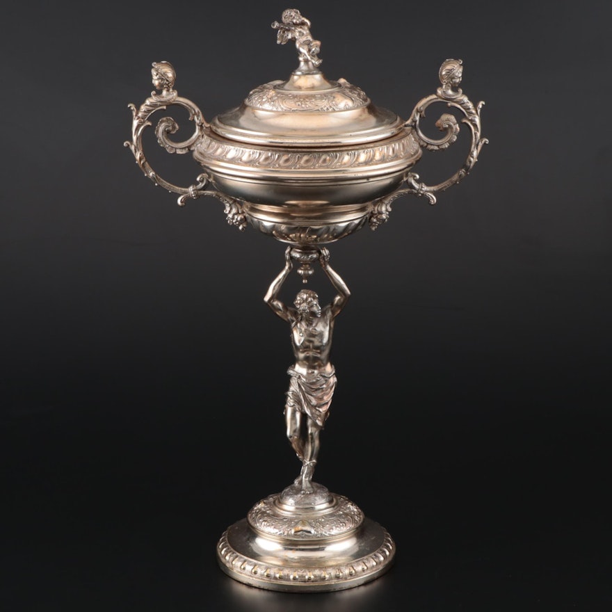 Victorian Figural Silver Plate Covered Server, Late 19th Century