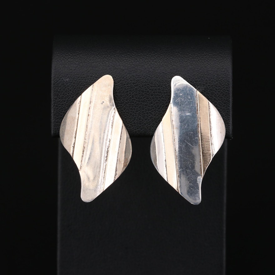 Sterling Silver Earrings With 14K Yellow Gold Accents