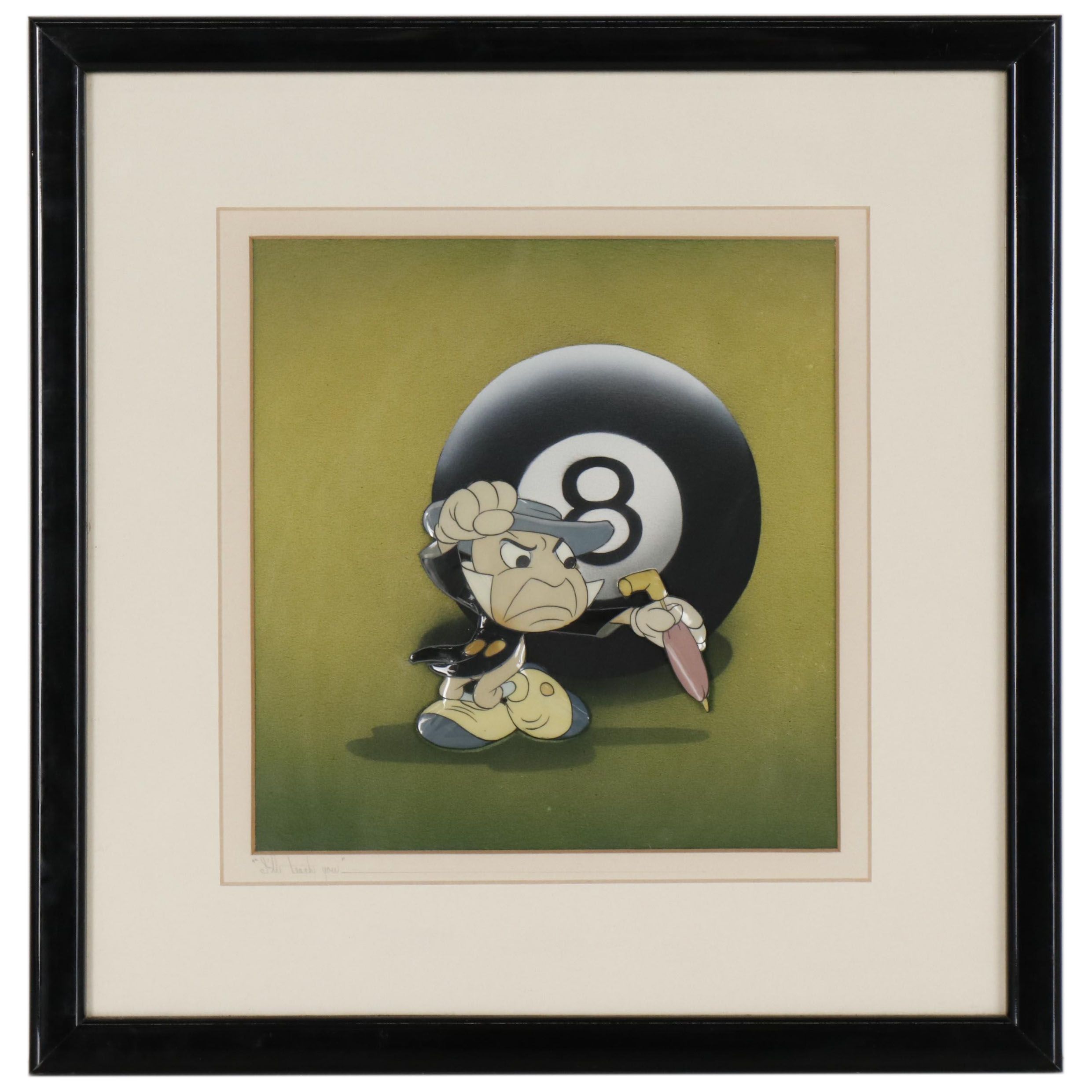 Disney "Pinocchio" Courvoisier Production Cel Setup "I'll Teach You"