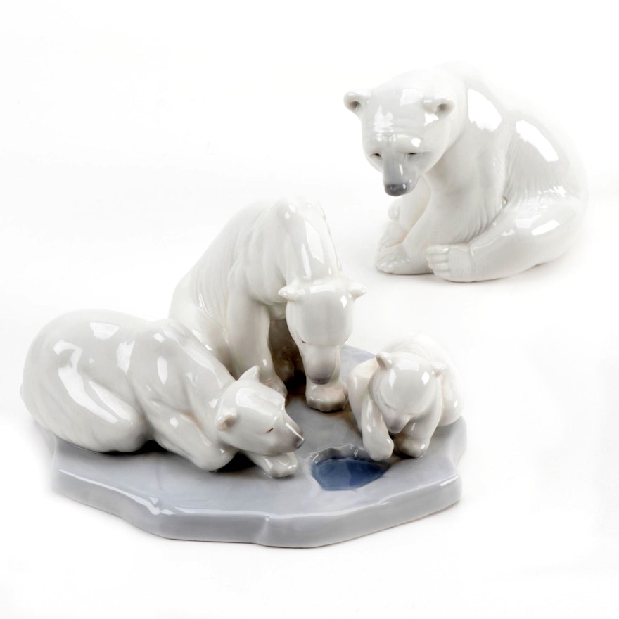 Lladró "Polar Bear" and "Bearly Love" Figurines by Juan Huerta, 1983–2000