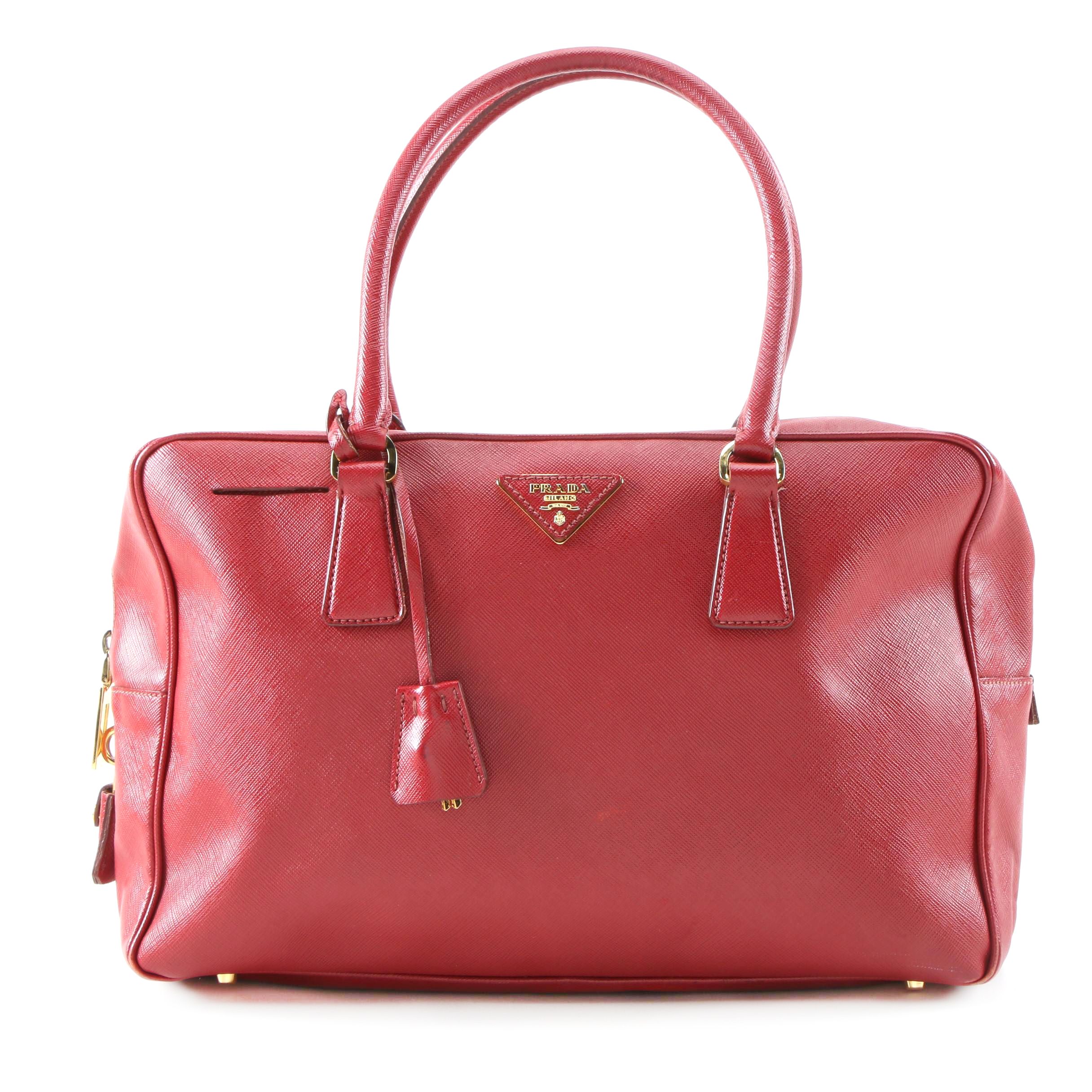 Prada Red Saffiano Leather Satchel