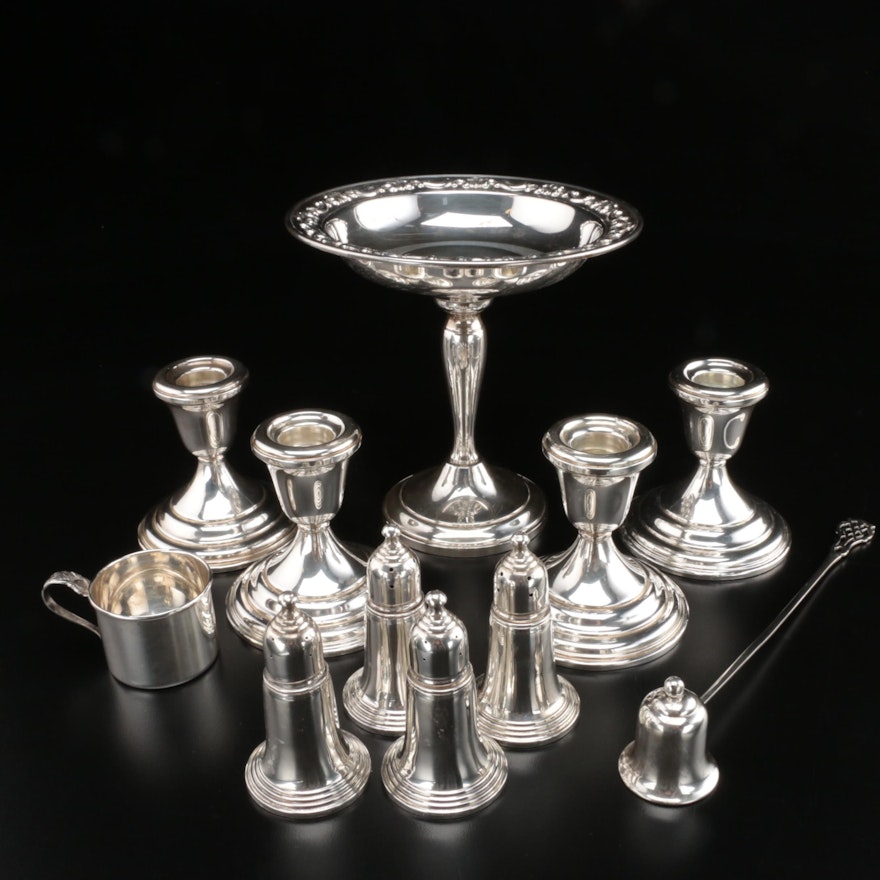 Gorham, Lunt and Empire Sterling Silver Table Accessories and Candle Holders