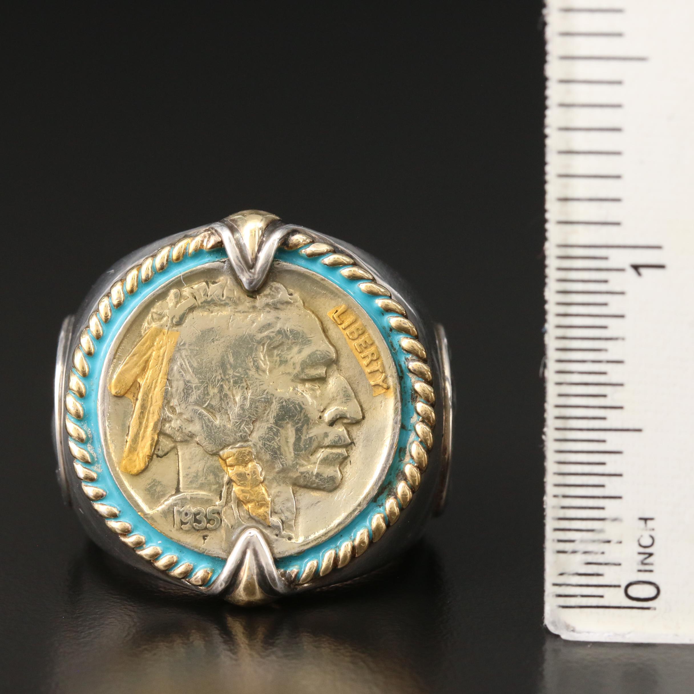 Sterling Silver Ring with 1935 Buffalo Nickel