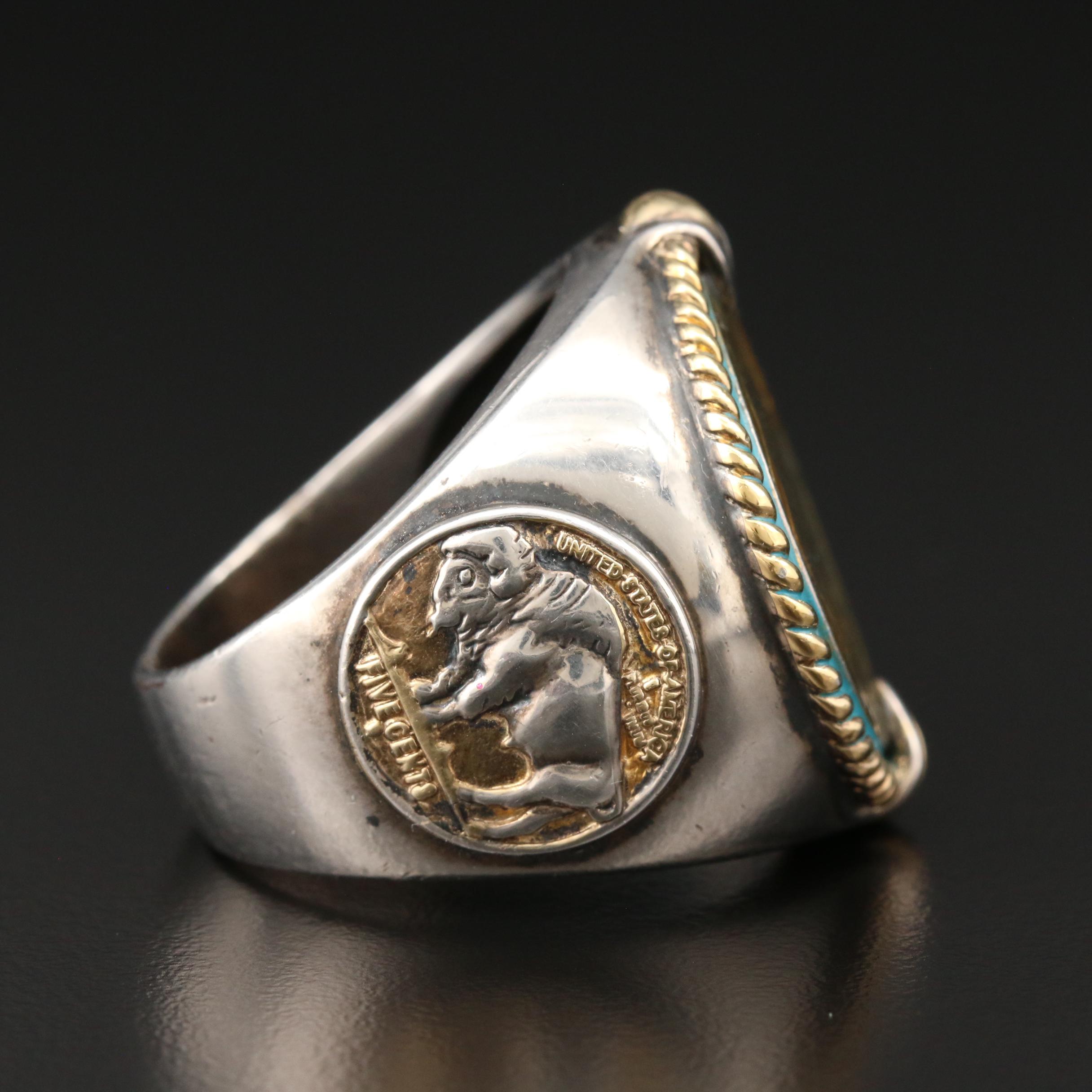 Sterling Silver Ring with 1935 Buffalo Nickel