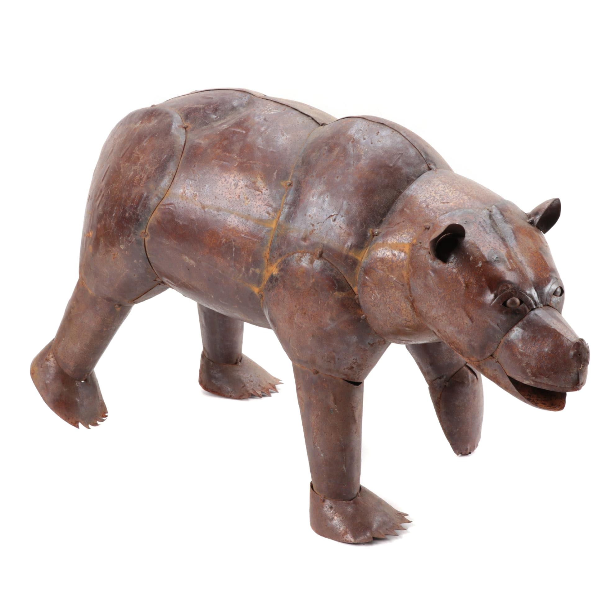 Mexican Folk Art Scrap Metal Bear Sculpture
