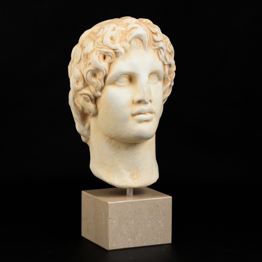 Alexander the Great Ceramic Bust on Granite Base