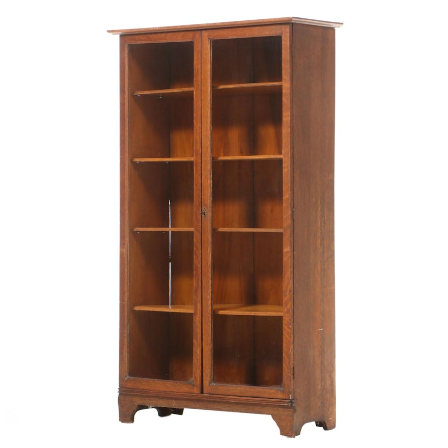 Oak Bookcase Cabinet, Early 20th Century