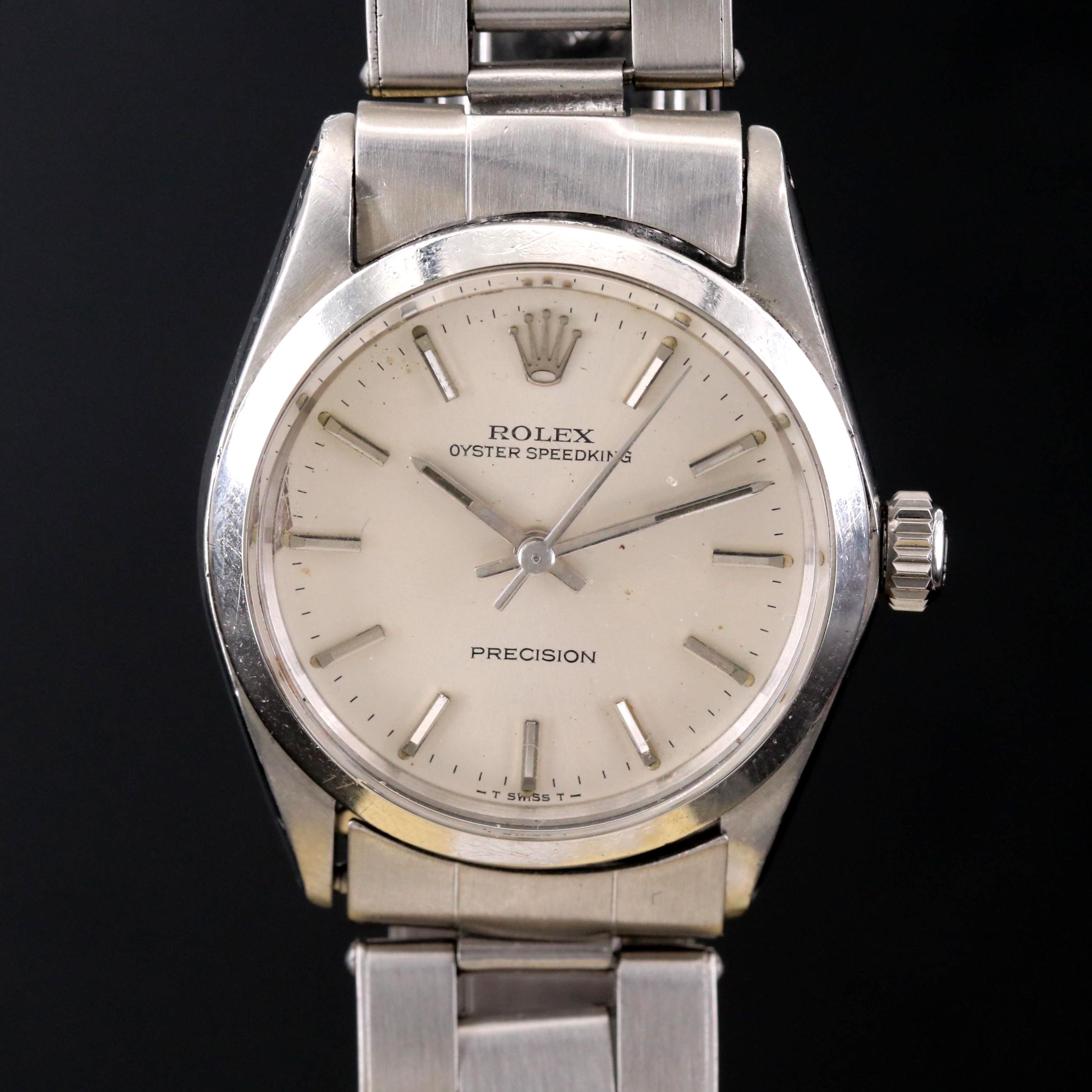 Vintage Rolex Oyster Speed King Stainless Steel Stem Wind Watch, 1966