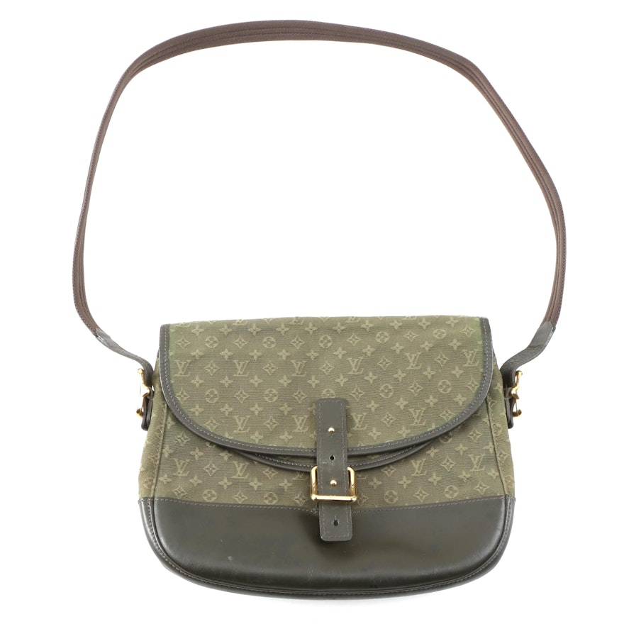 Louis Vuitton Mini Lin Berangere Crossbody in Olive Canvas and Black Leather