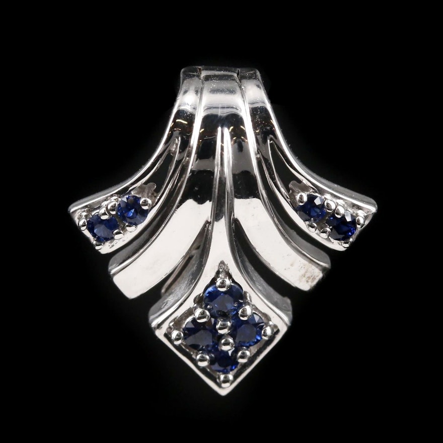 14K White Gold Synthetic Sapphire Enhancer Pendant