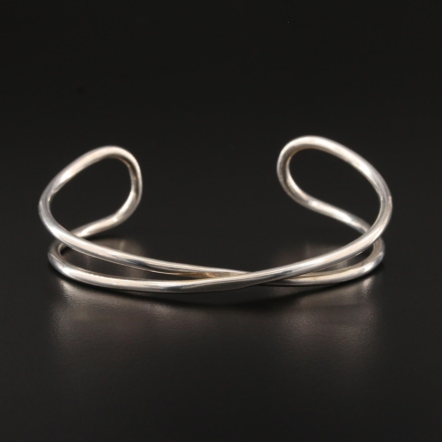 Mexican Sterling Silver Heavy Wire Cuff Bracelet