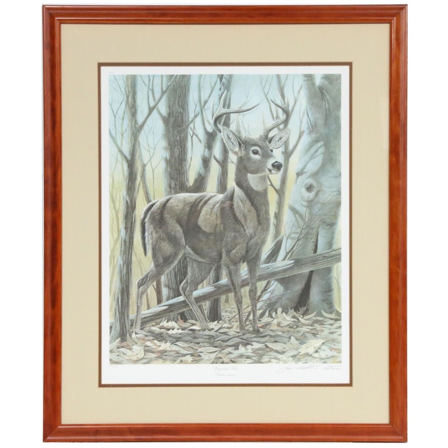 John A. Ruthven Offset Lithograph "White-Tailed Deer," Late 20th Century