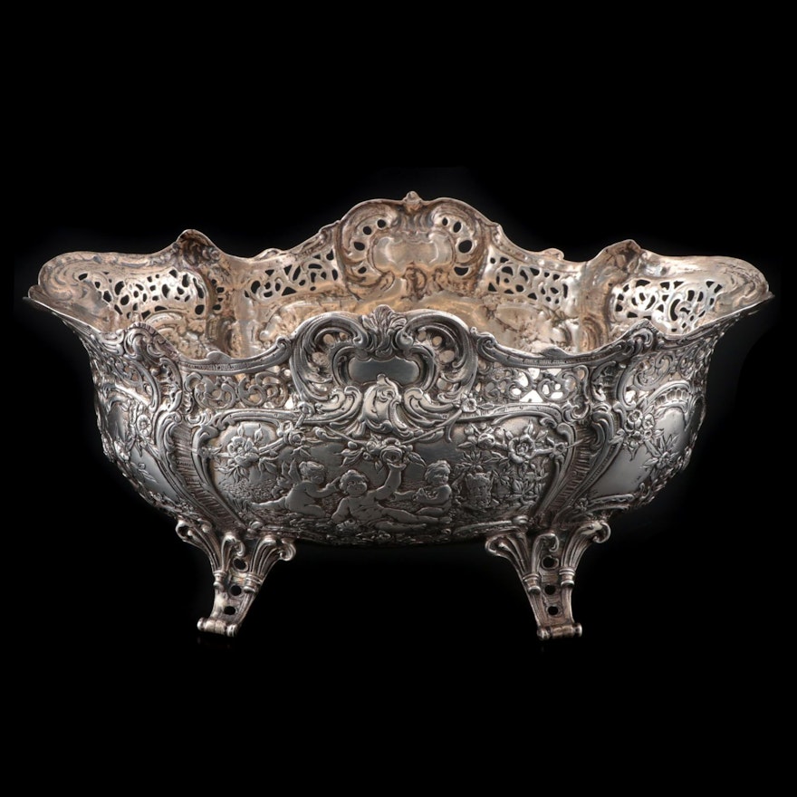 Hanau Rococo Style Pierced 930 Silver Centerpiece Bowl