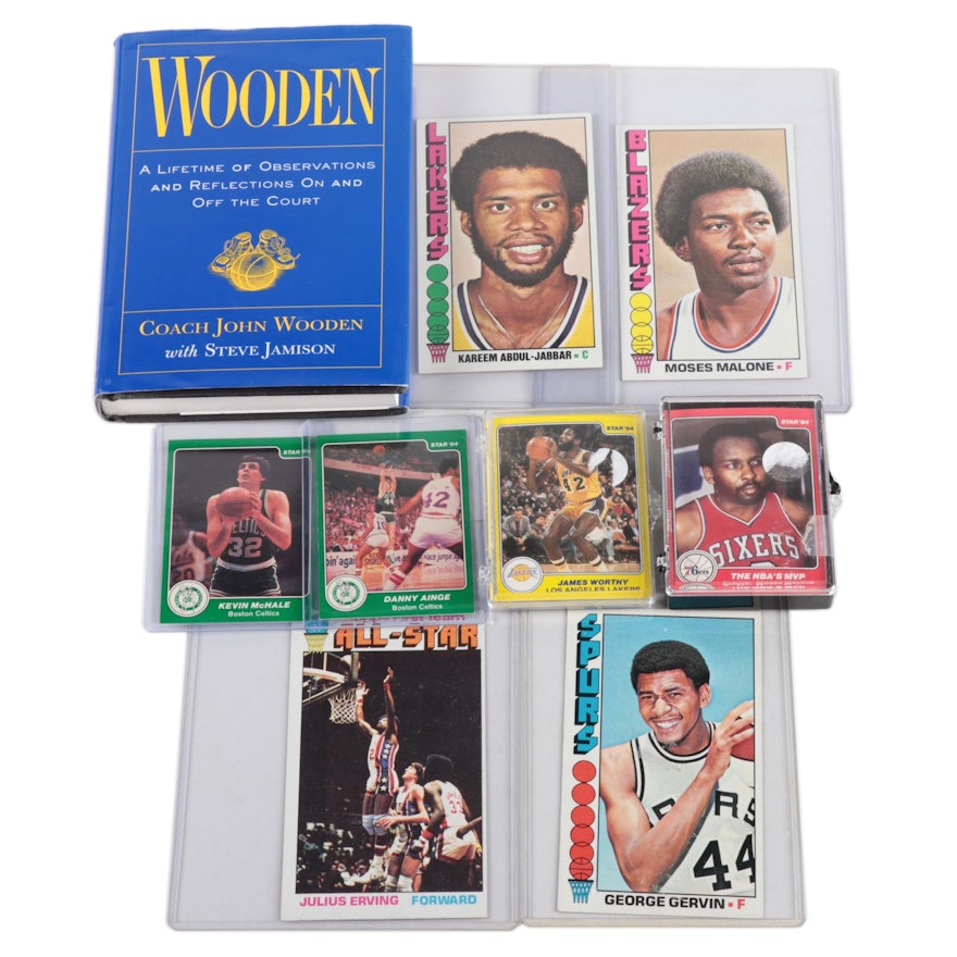 Basketball Collectibles, NBA Trading Cards and John Wooden Signed Book
