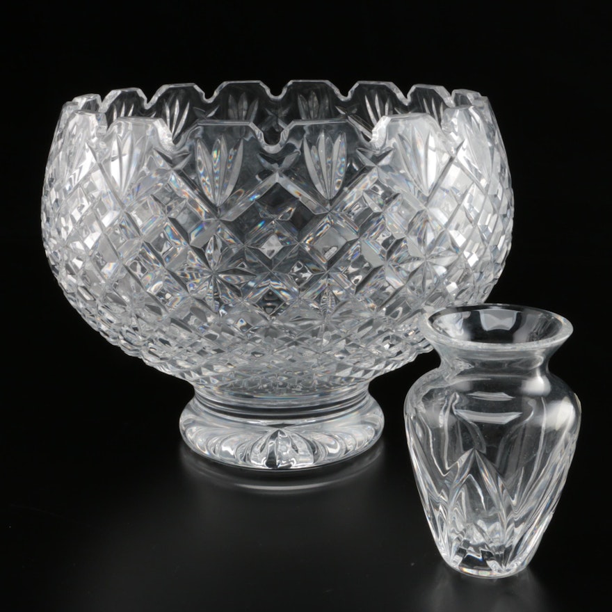 Waterford Crystal Footed Bowl with Bud Vase, Late 20th/Early 21st Century