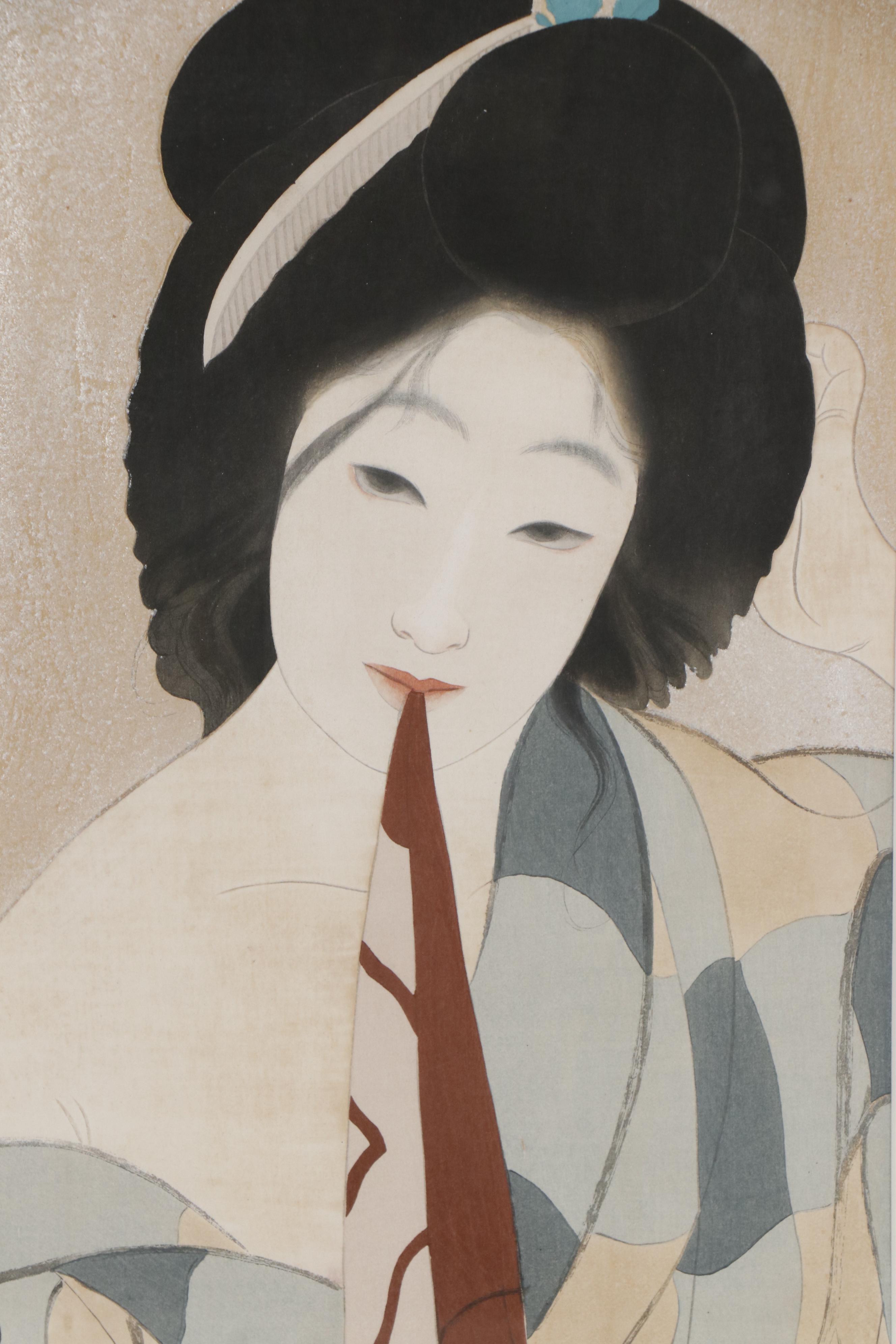 Shima Seien Woodblock "After the Bath", 1924
