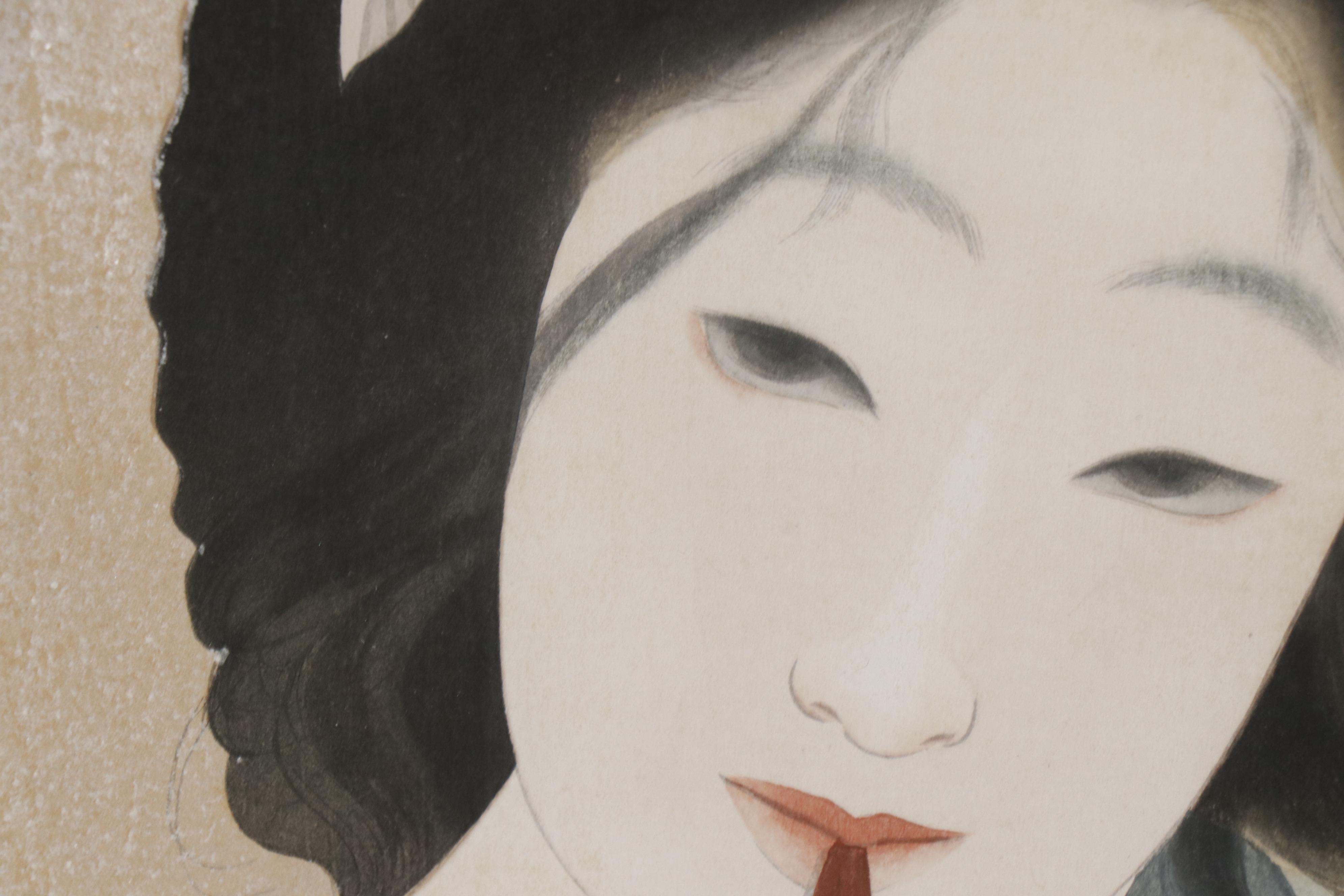 Shima Seien Woodblock "After the Bath", 1924