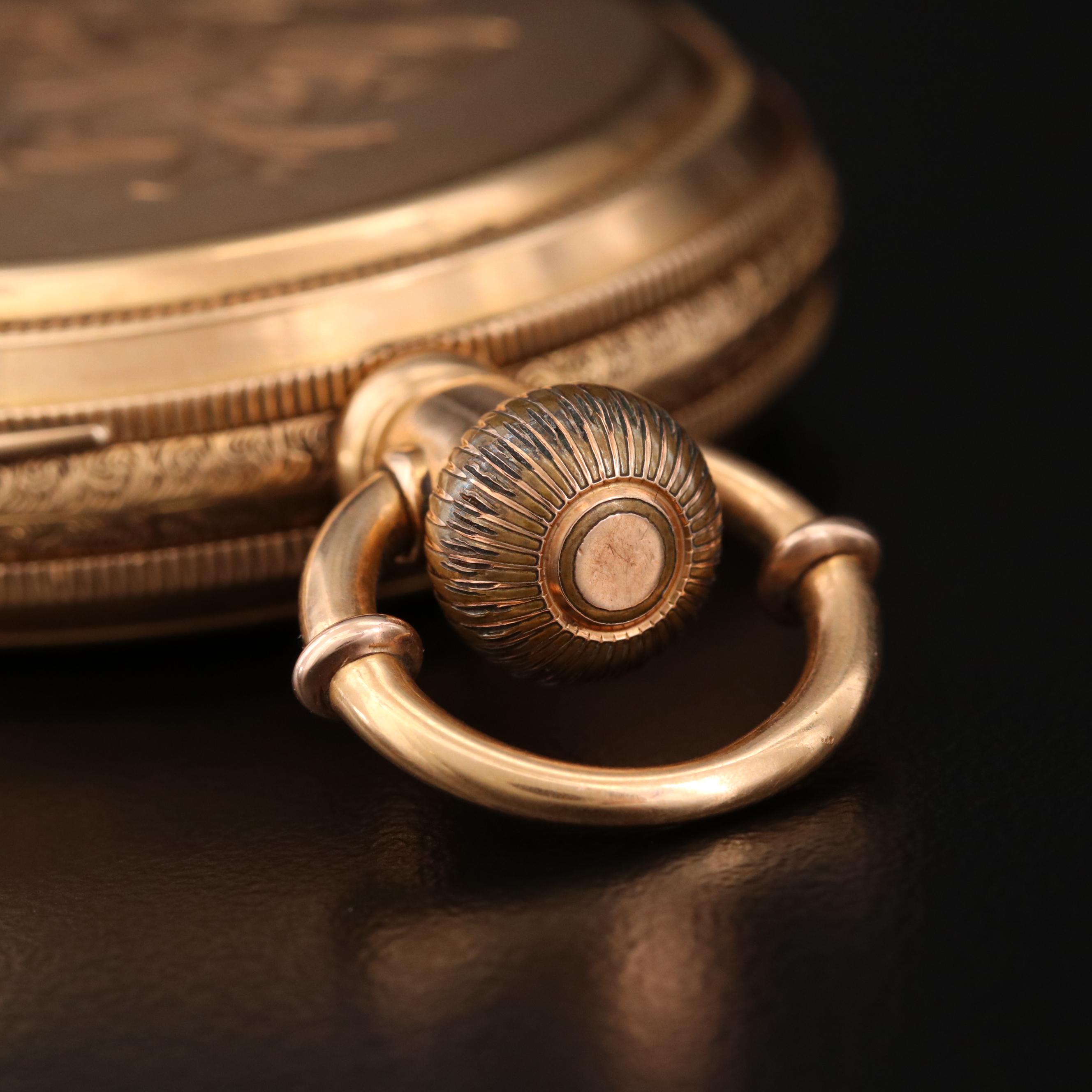 Antique Patek Philippe For Merrick, Walsh & Phelps 18K Gold Pocket Watch