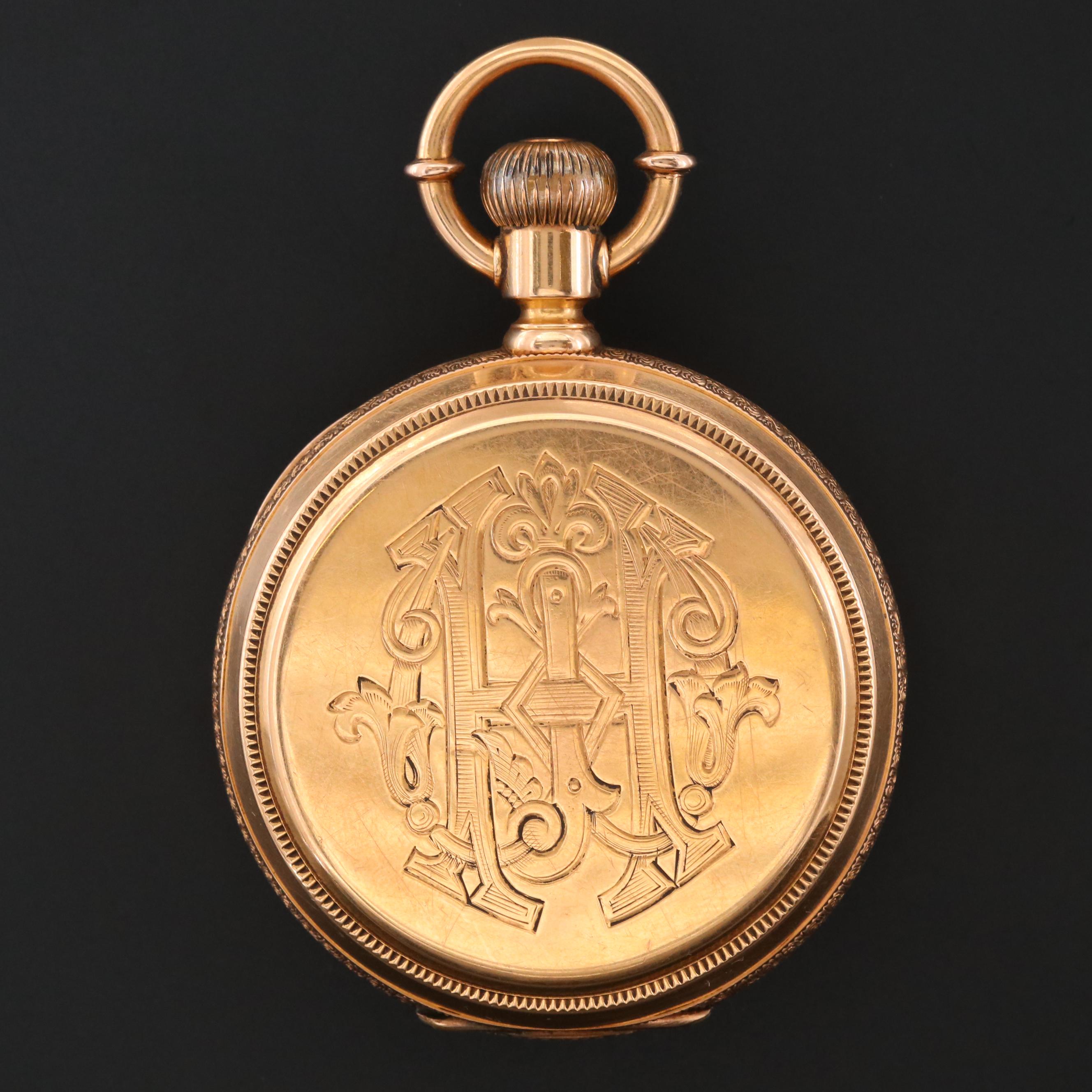 Antique Patek Philippe For Merrick, Walsh & Phelps 18K Gold Pocket Watch