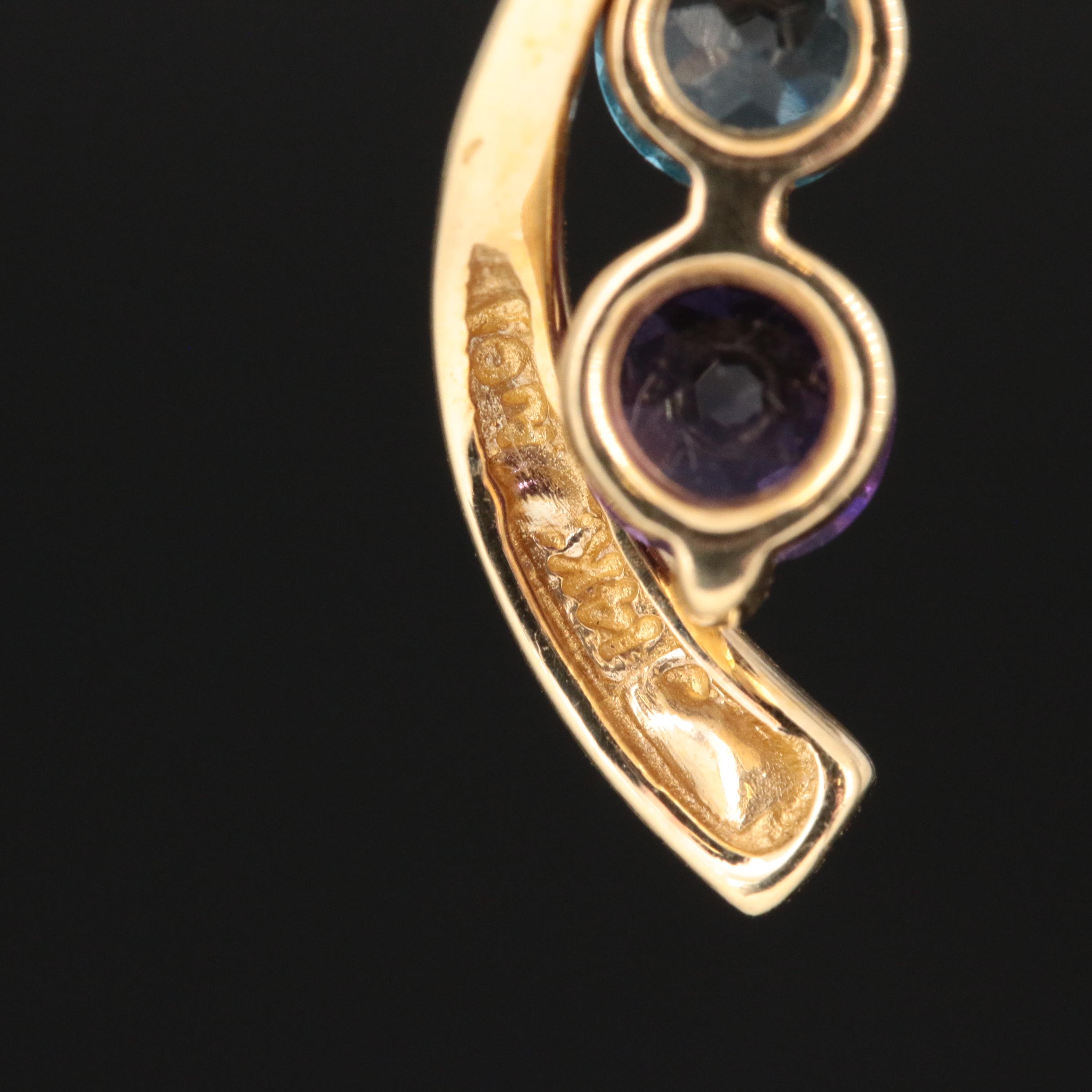 14K Yellow Gold Necklace with Garnet, Citrine, Peridot, Topaz and Amethyst