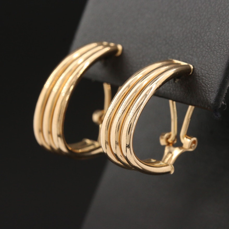 14K Yellow Gold J-Hoop Earrings