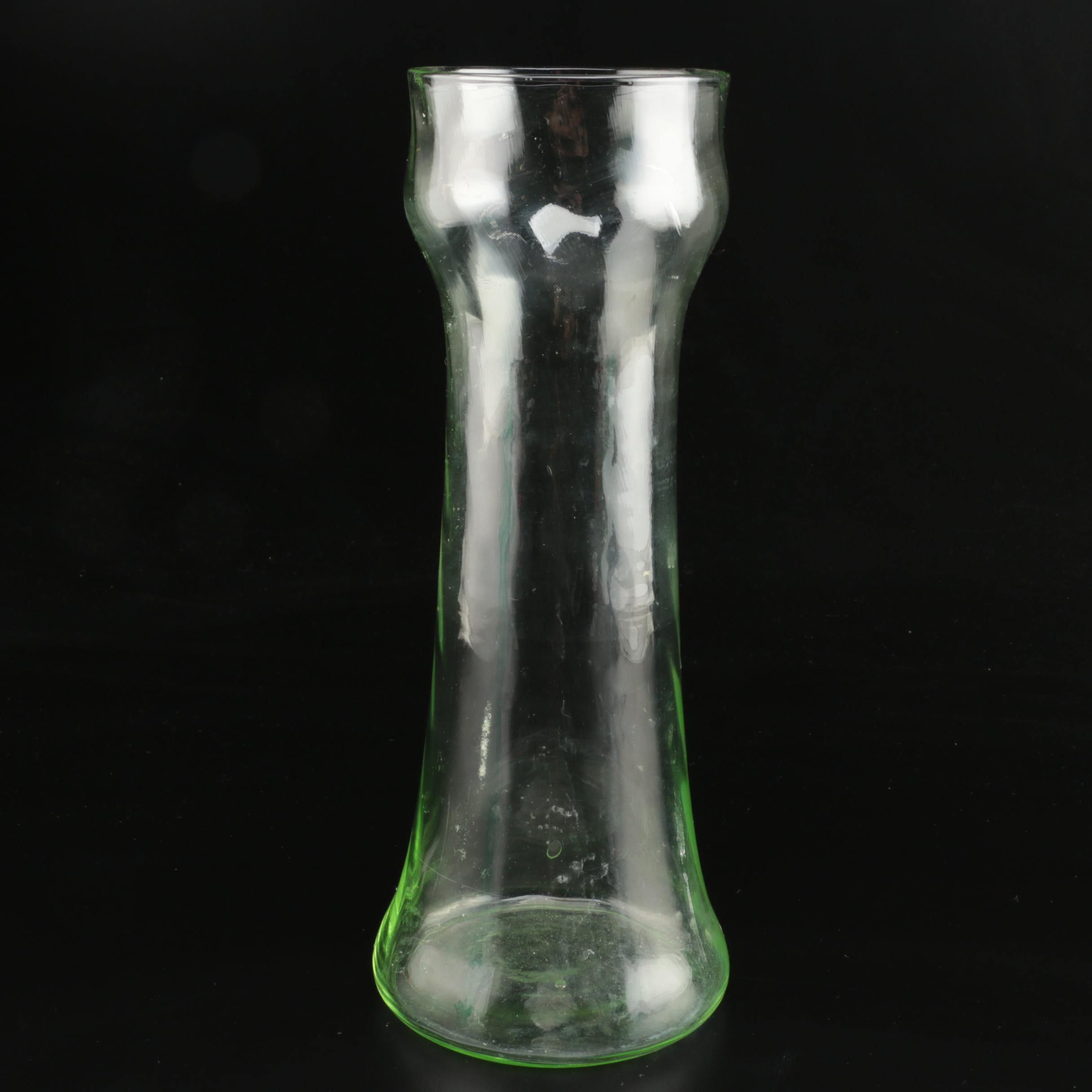 Art Glass Vases Including Signed Green Handkerchief Vase