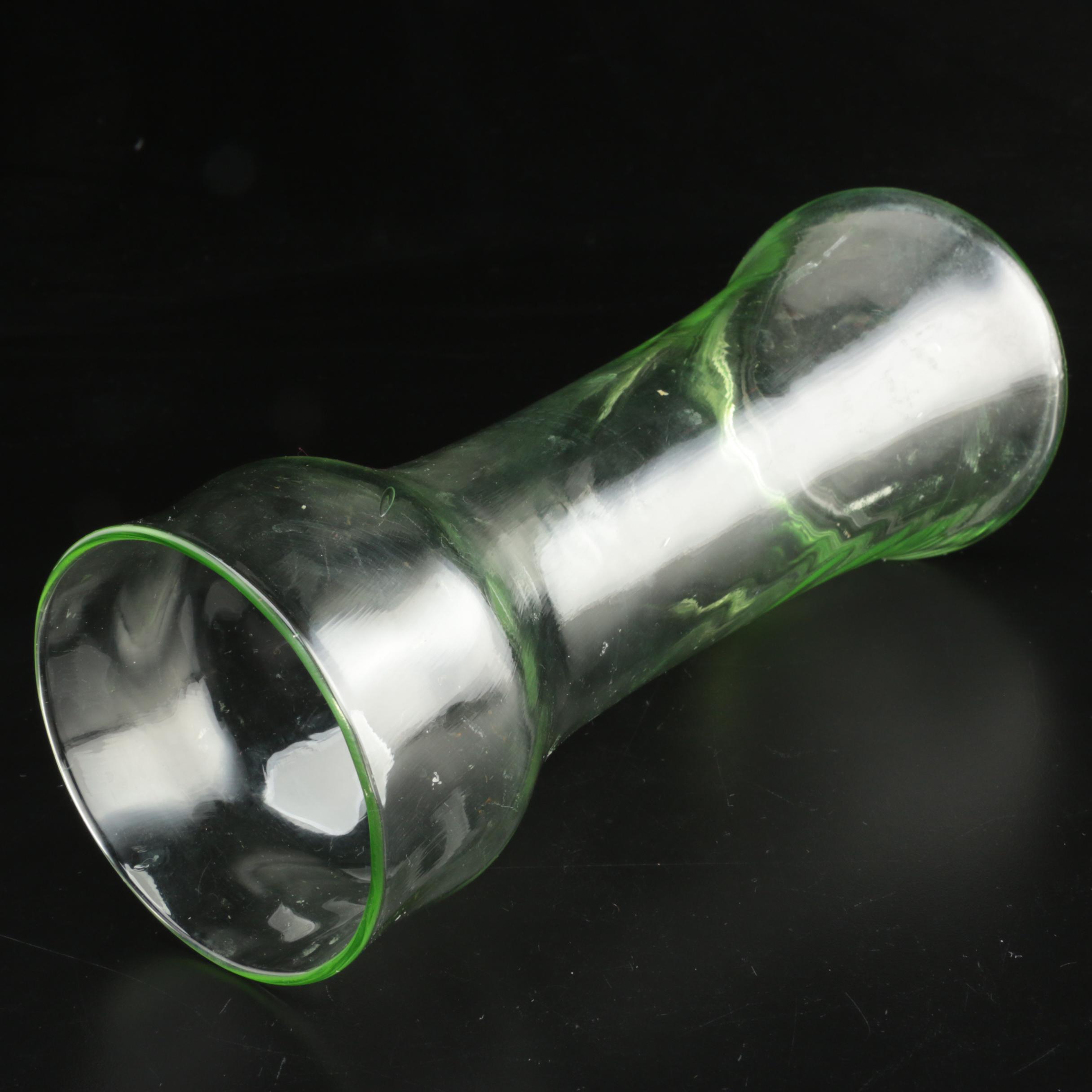 Art Glass Vases Including Signed Green Handkerchief Vase