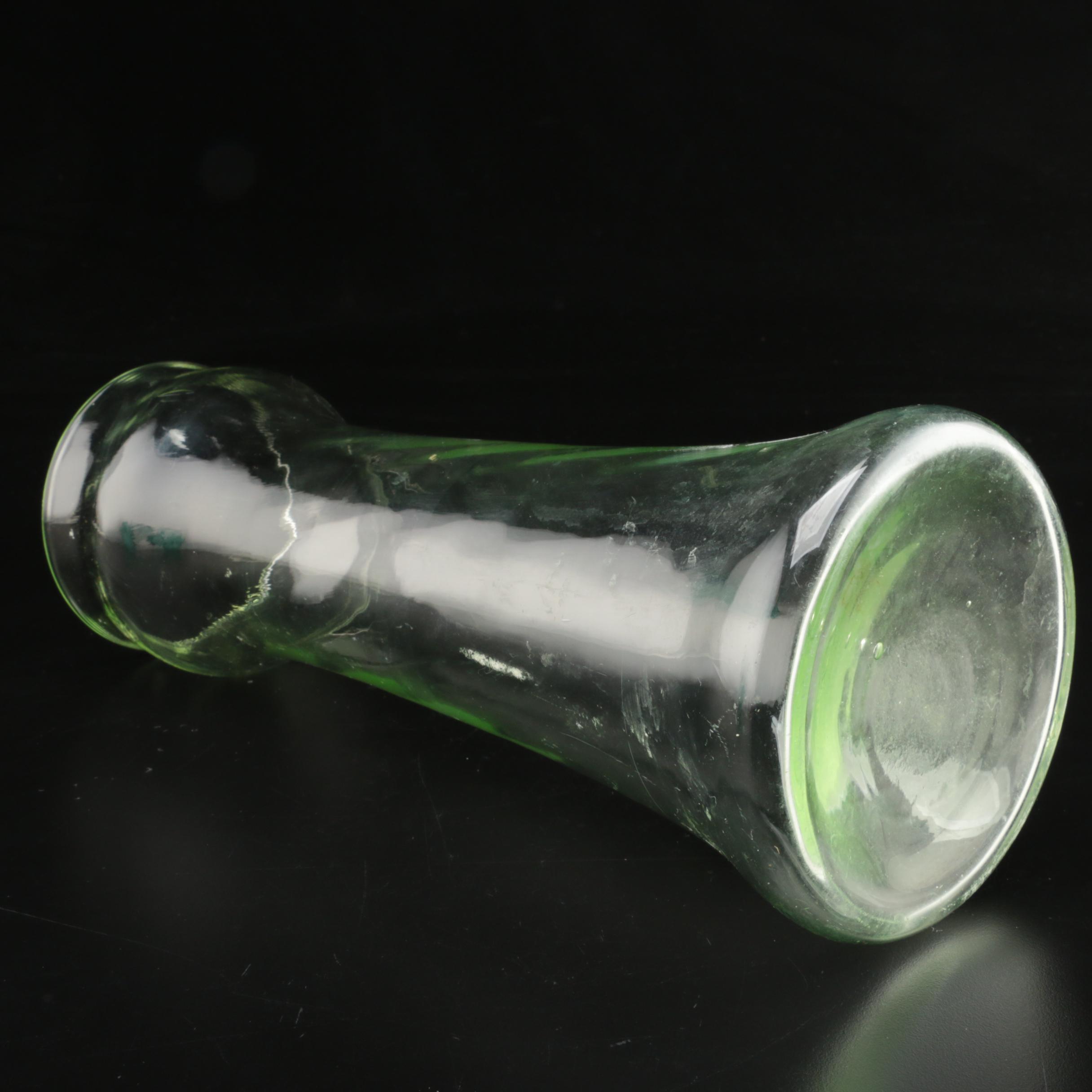 Art Glass Vases Including Signed Green Handkerchief Vase