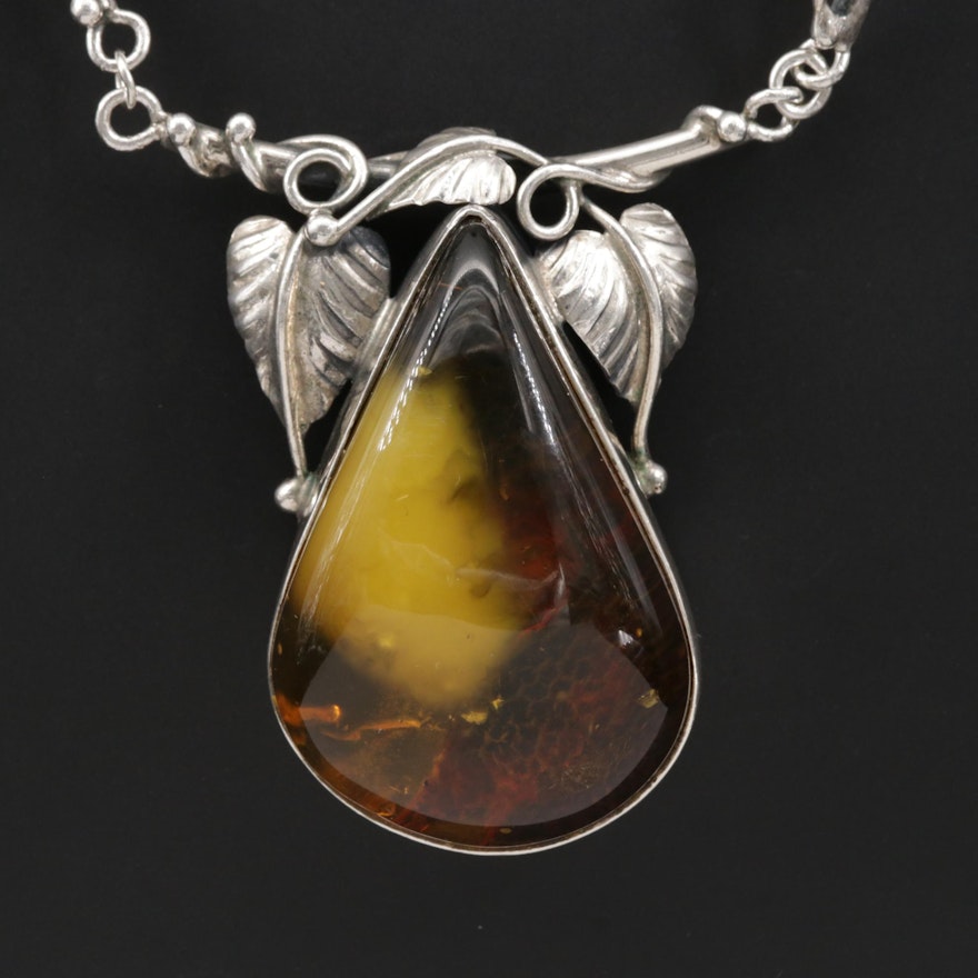 Sterling Silver Amber Necklace