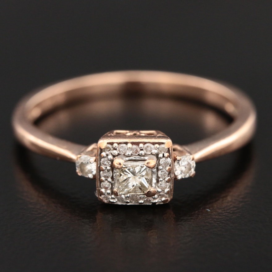 10K Rose Gold Diamond Ring