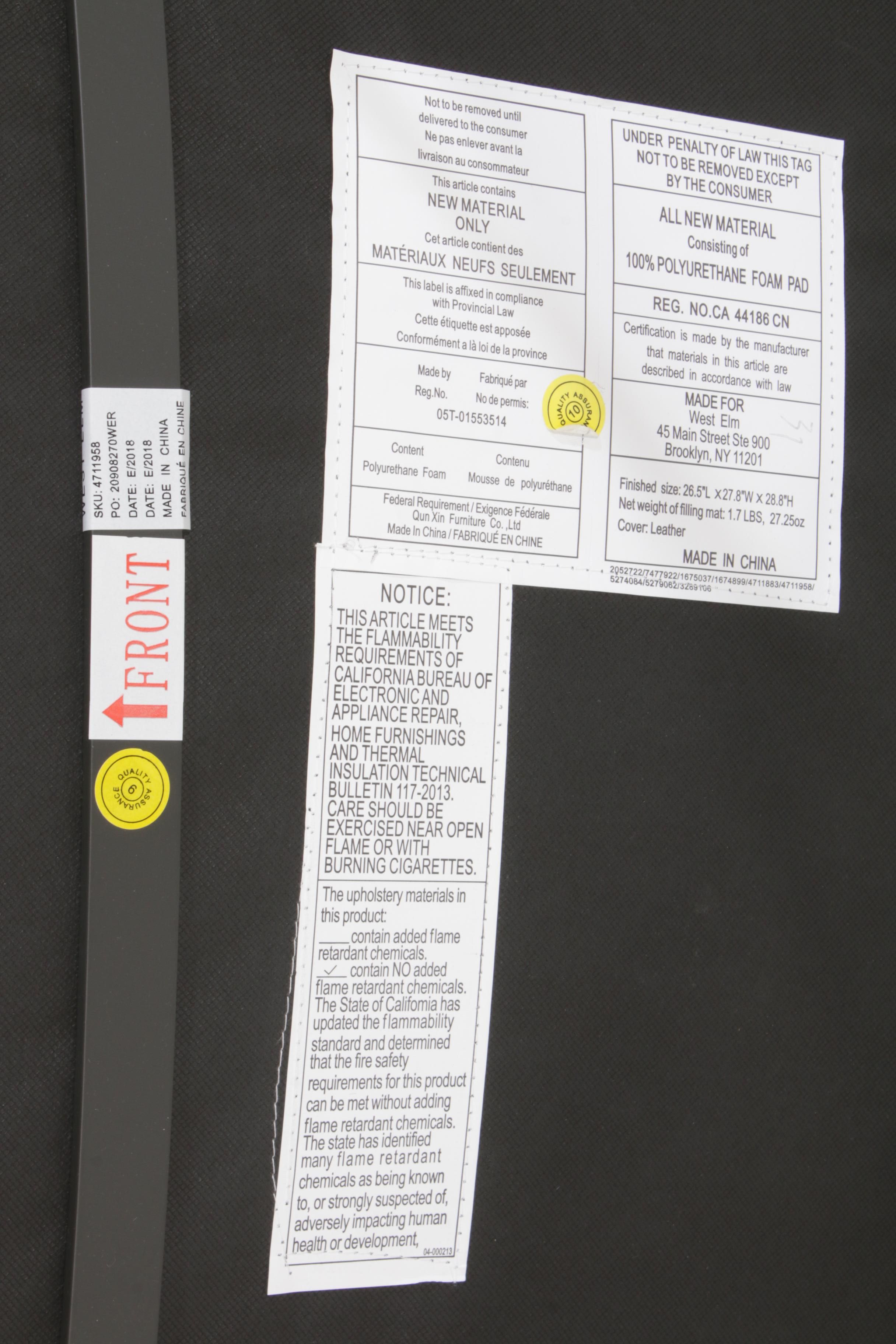 West Elm "Slope" Leather Lounge Chair in "Saddle"