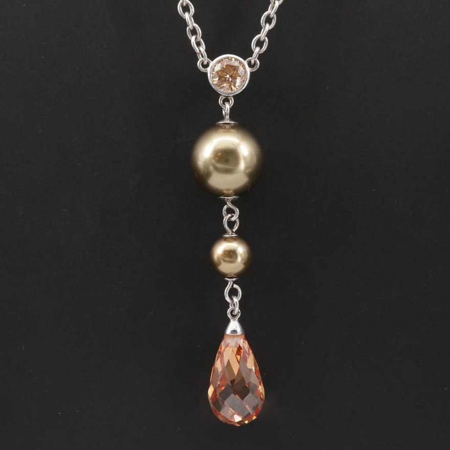 Belle☆étoile Sterling Cubic Zirconia and Imitation Pearl Necklace