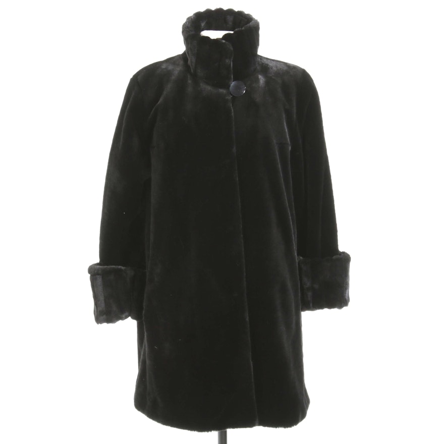 Nuage Black Sculpted Faux Fur Stroller Coat