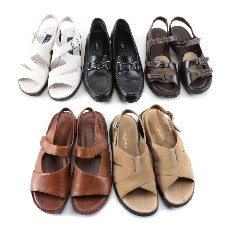 Easy Spirit, Ecco and Naturalizer Leather Sandals and Loafers