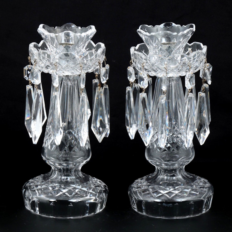 Waterford Prestige Collection "Giftware" Candle Holders with Bobeche and Prisms