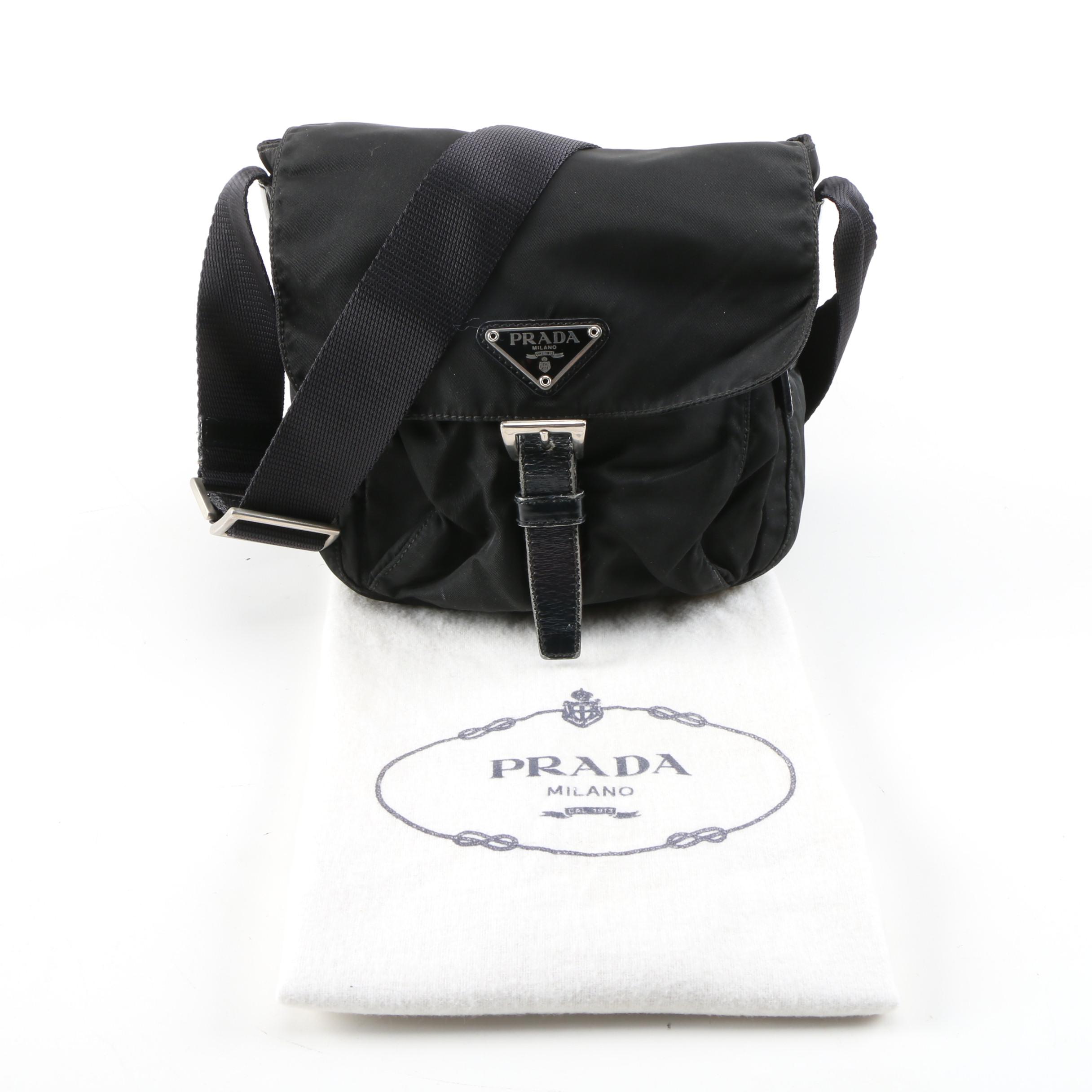 Prada Small Crossbody Bag in Black Tessuto Nylon and Leather