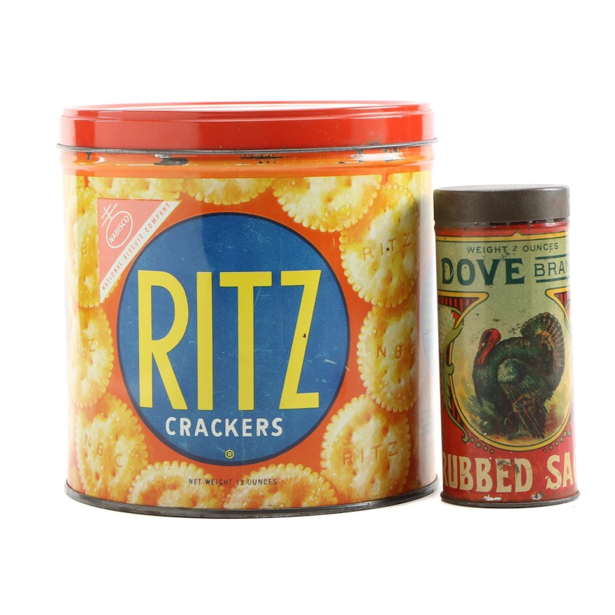 National Biscuit Co. Ritz Crackers Tin with Dove Brand Rubbed Sage Tin