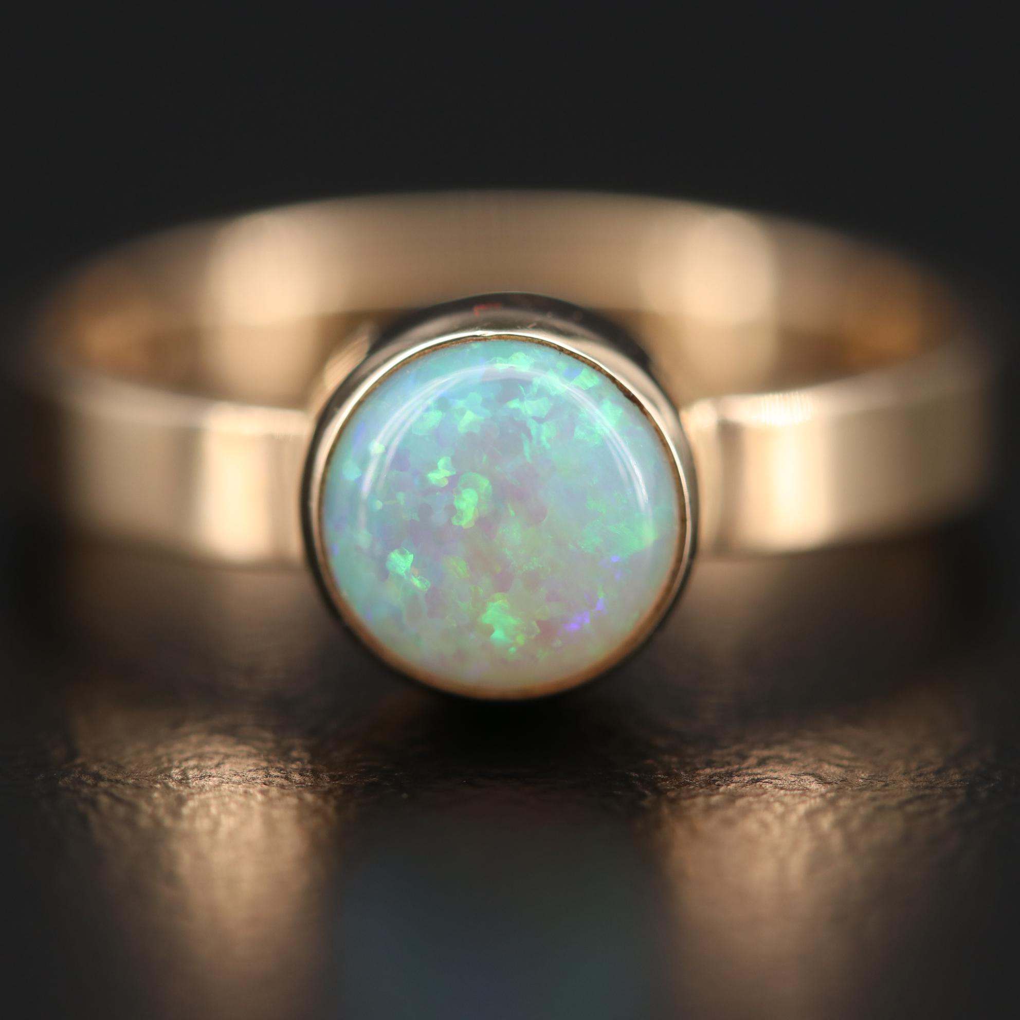 Suzanne St. Claire 14K Yellow Gold Bezel Set Opal Ring